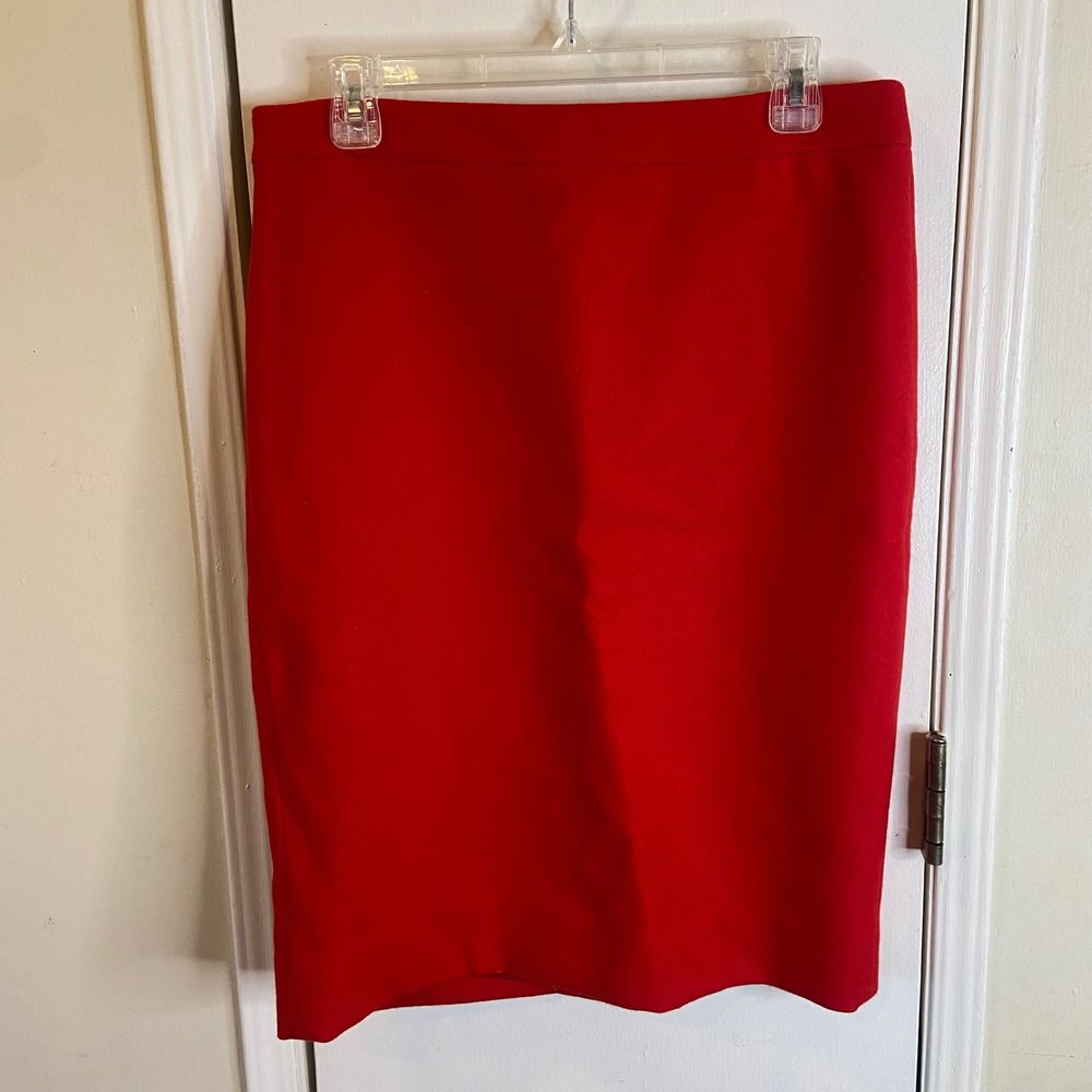 J.Crew No. 2 Pencil Skirt Red 100% Wool Size 8 Career Professional Classic